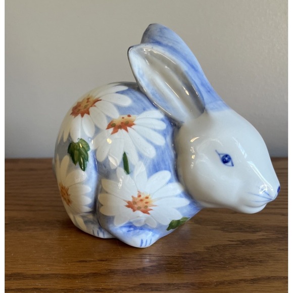 Andrea By Sadek Other - Floral Ceramic Rabbit Figurine, Andrea by Sadek, Daisy Blue and White Floral